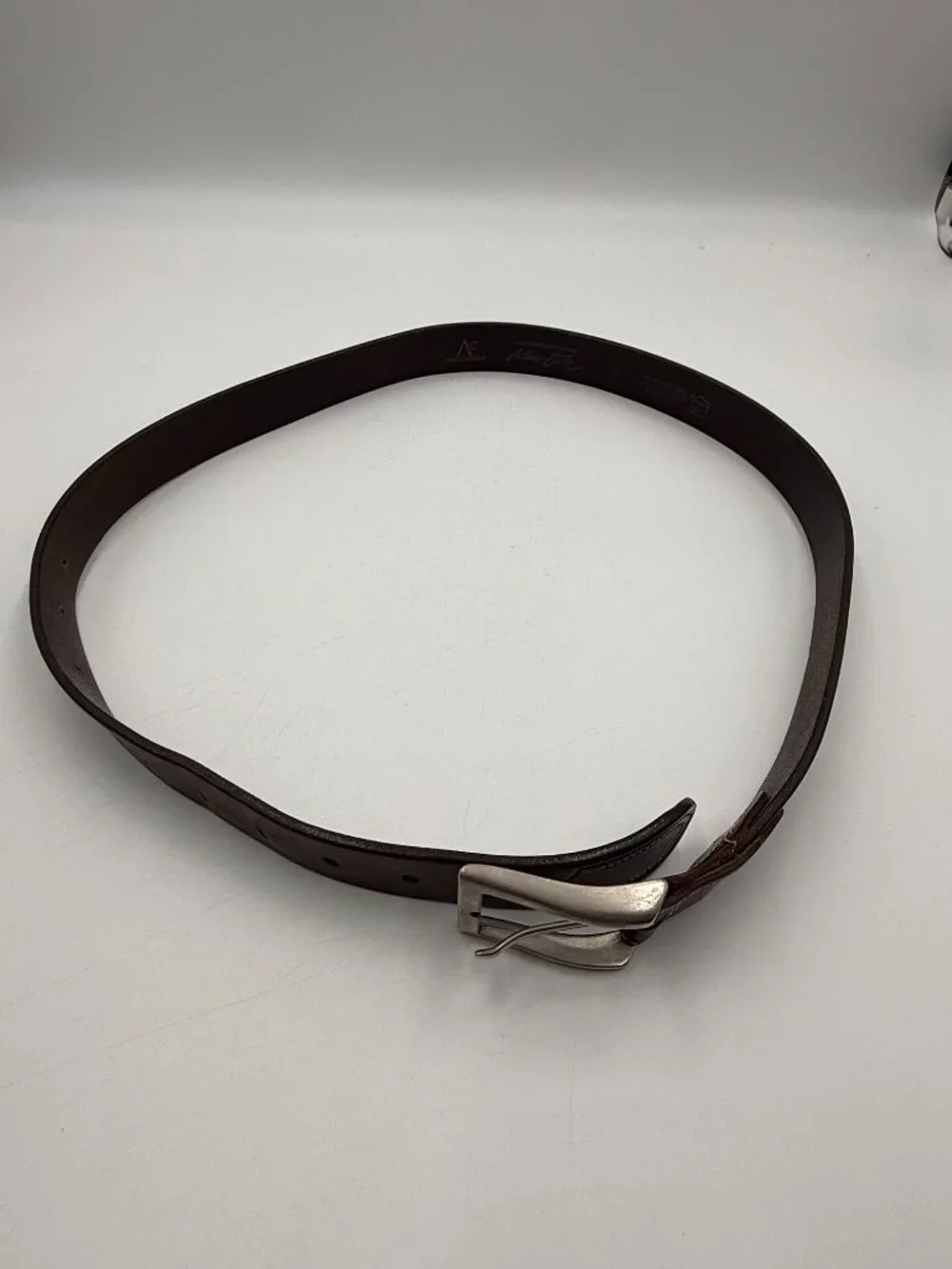 Arturo Calle Italian Leather Belt Size 40 Brown Silver Buckle 1.25